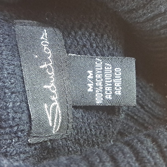 Seductions chunky stripe black & white fitted knit turtle neck Med sweater dress - Picture 5 of 6